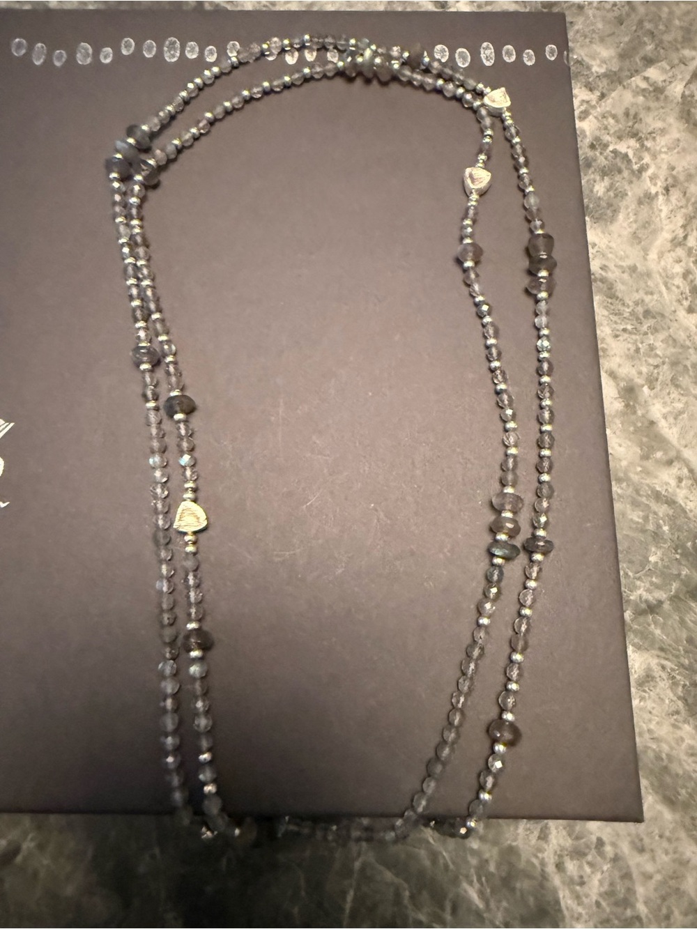 Grace & Heart Labradorite Beaded Double Strand Long Necklace - Sterling Silver